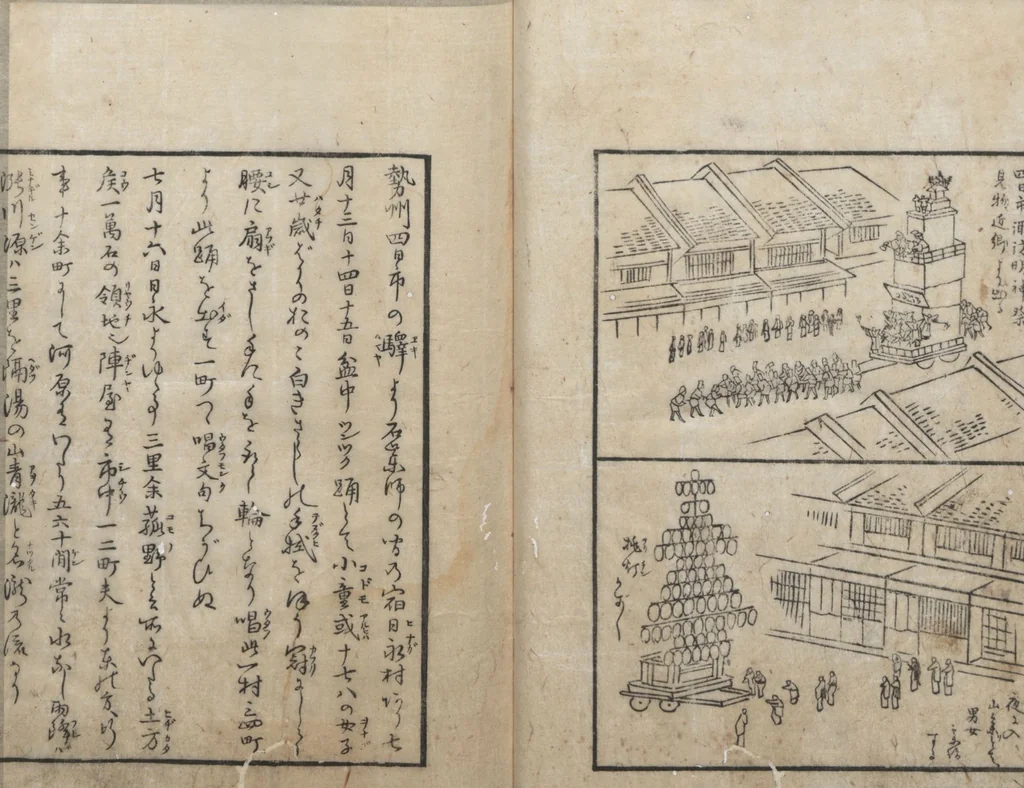 An illustration from A Diary of Travel from Edo to Nagasaki (Saiyū ryodan, 西遊旅譚) : [volume 1], 1803, leaf 22