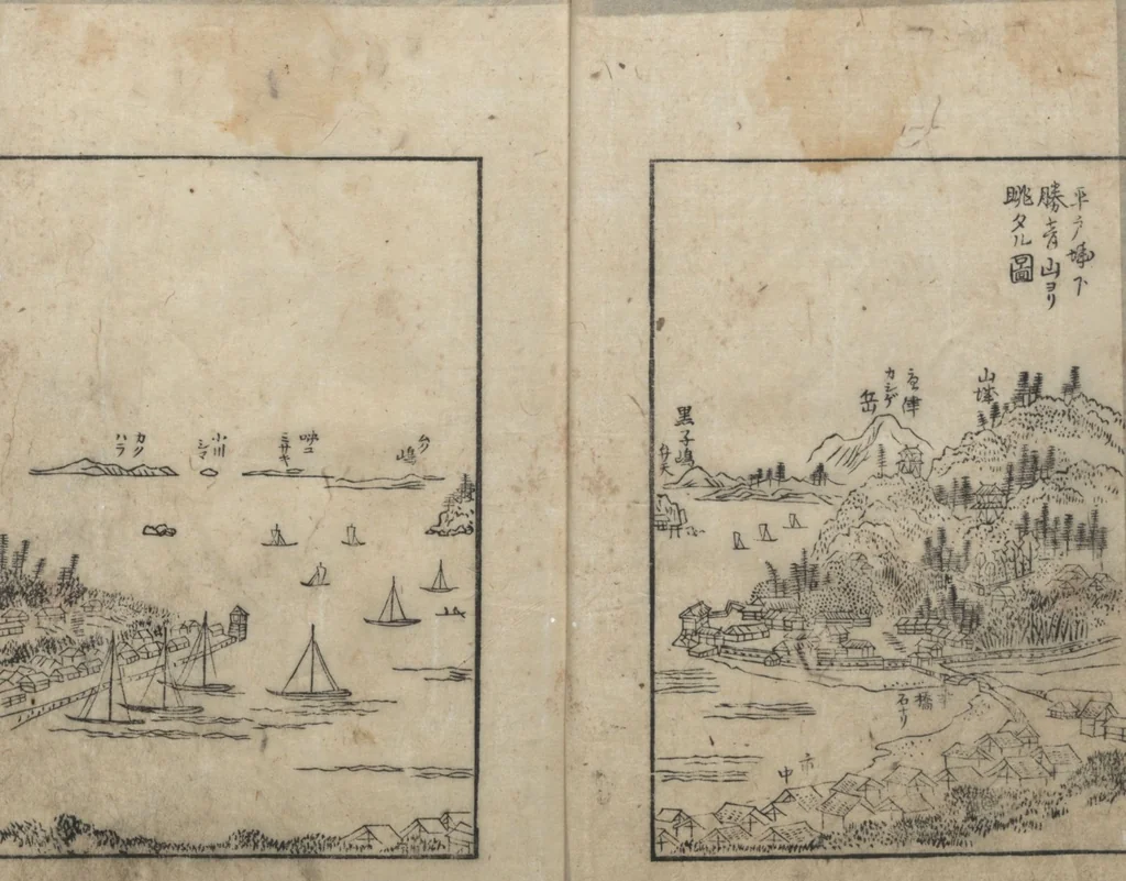 An illustration from A Diary of Travel from Edo to Nagasaki (Saiyū ryodan, 西遊旅譚) : [volume 4], 1803, leaf 4