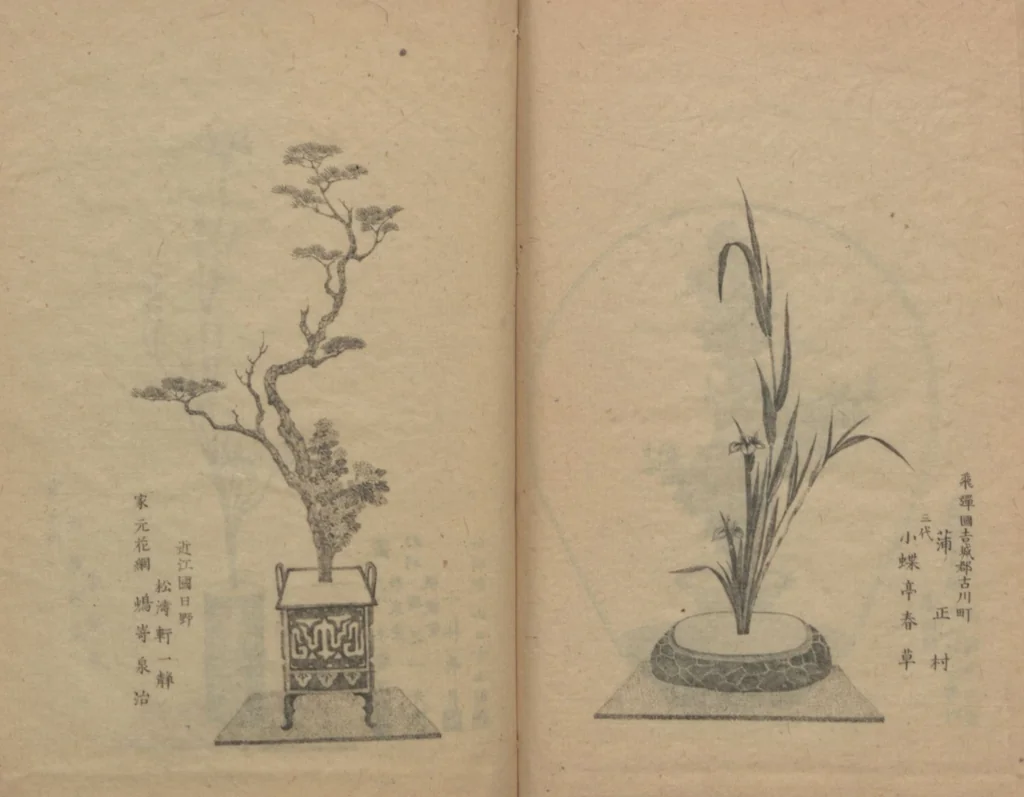 An illustration from Examples of the Flower Arrangement (Meiji shinsen risshō senkashiki 明治新撰千花式), 1889, leaf 53