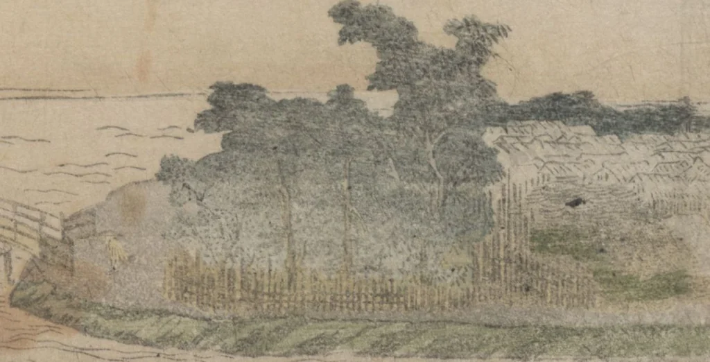 An illustration from Eight Views of Edo (Edo Hakkei 江戸八景), 1771, leaf 10