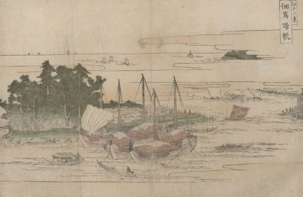 An illustration from Eight Views of Edo (Edo Hakkei 江戸八景), 1771, leaf 9