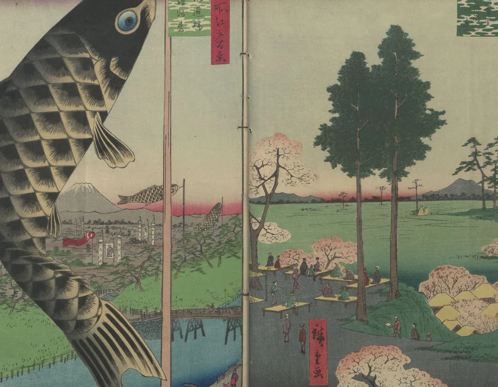 An illustration from One Hundred Famous Views of Edo (Meisho Edo hyakkei 名所江戸百景), 1856, leaf 11