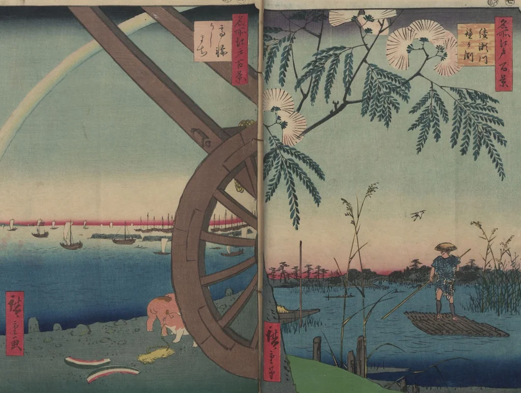 An illustration from One Hundred Famous Views of Edo (Meisho Edo hyakkei 名所江戸百景), 1856, leaf 14