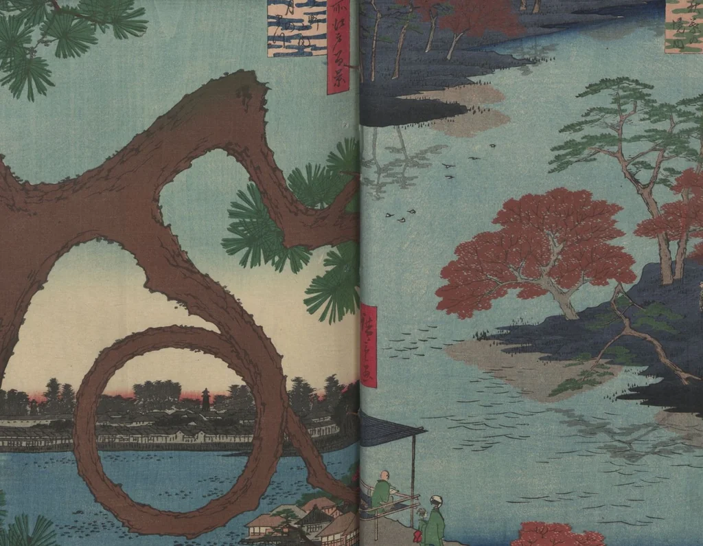 An illustration from One Hundred Famous Views of Edo (Meisho Edo hyakkei 名所江戸百景), 1856, leaf 16
