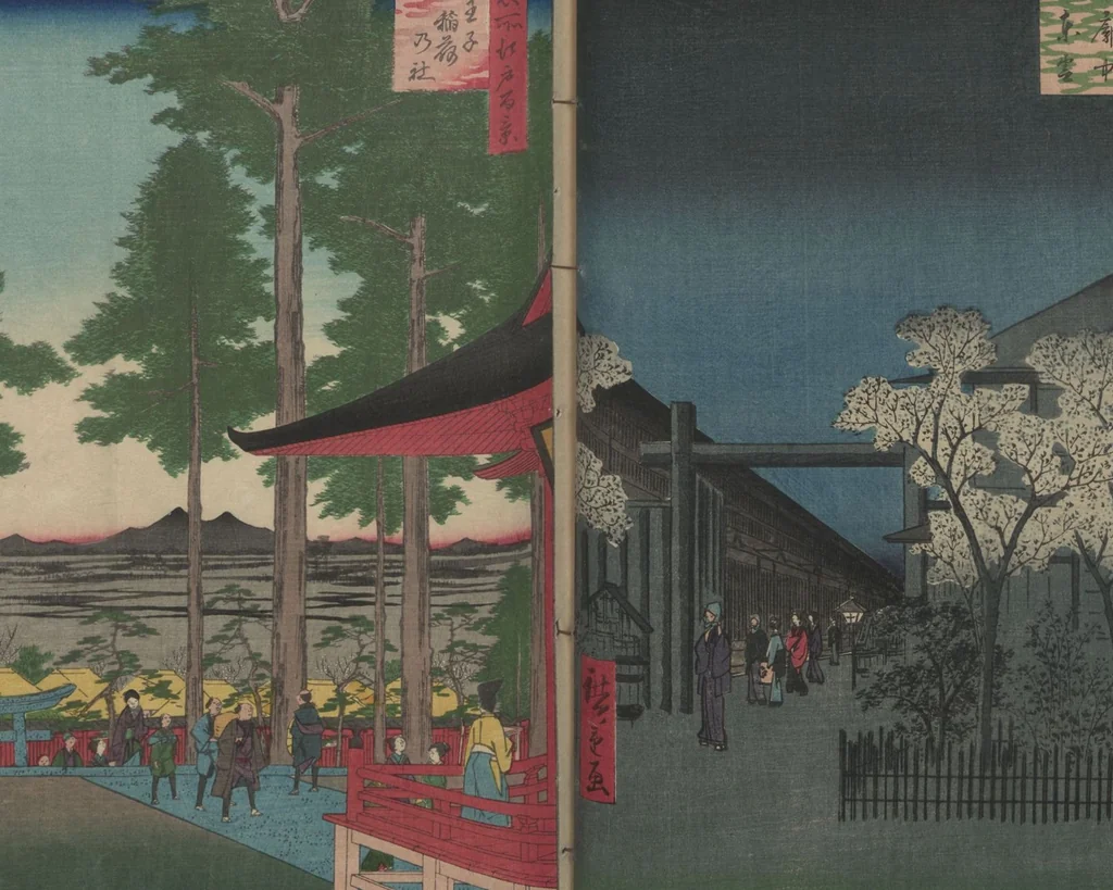 An illustration from One Hundred Famous Views of Edo (Meisho Edo hyakkei 名所江戸百景), 1856, leaf 24