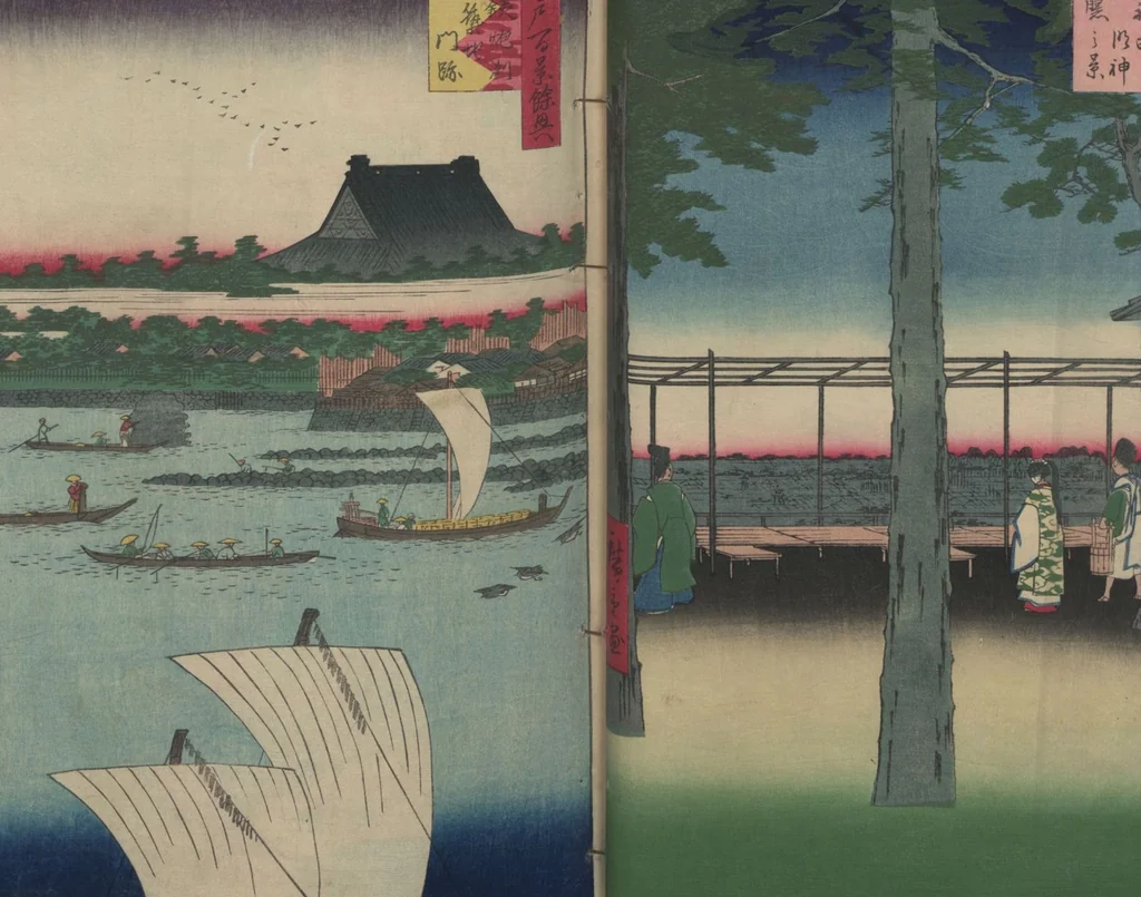 An illustration from One Hundred Famous Views of Edo (Meisho Edo hyakkei 名所江戸百景), 1856, leaf 25