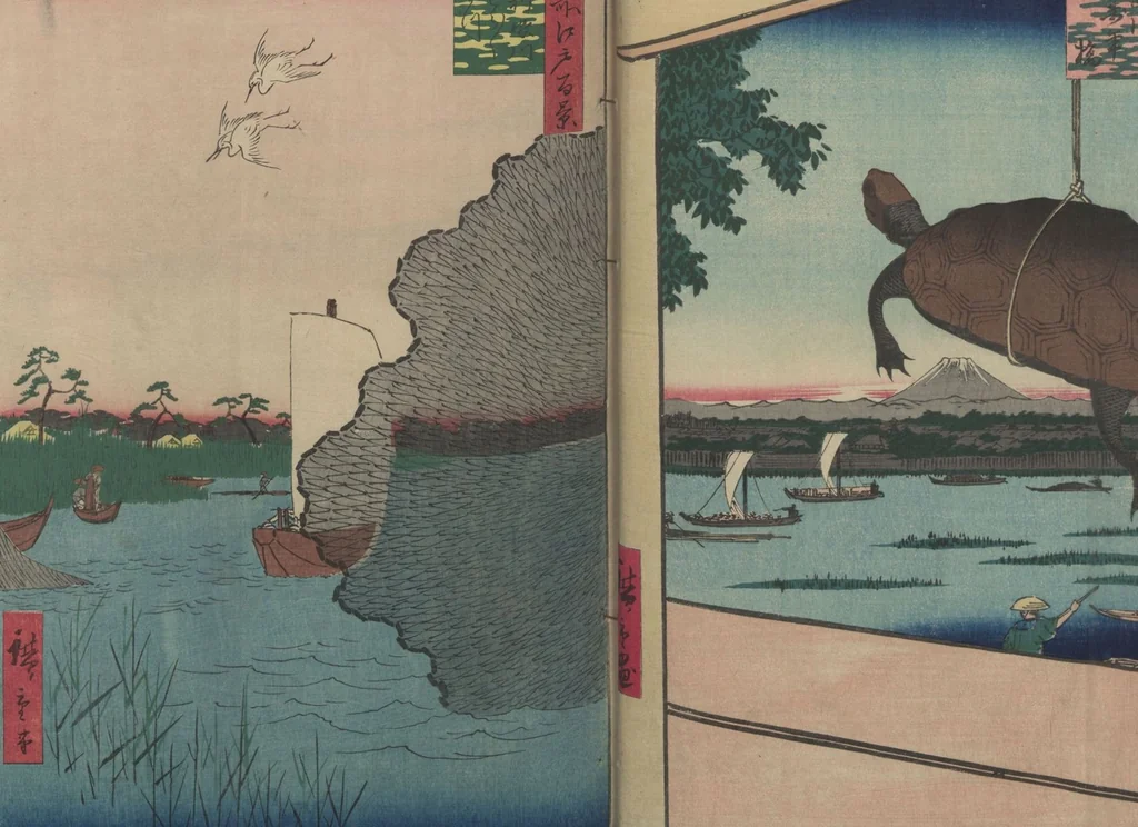 An illustration from One Hundred Famous Views of Edo (Meisho Edo hyakkei 名所江戸百景), 1856, leaf 33