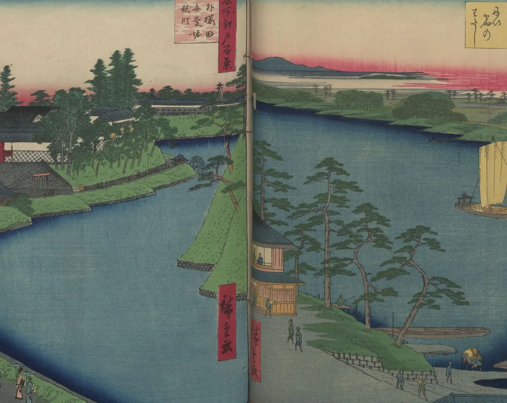 An illustration from One Hundred Famous Views of Edo (Meisho Edo hyakkei 名所江戸百景), 1856, leaf 34