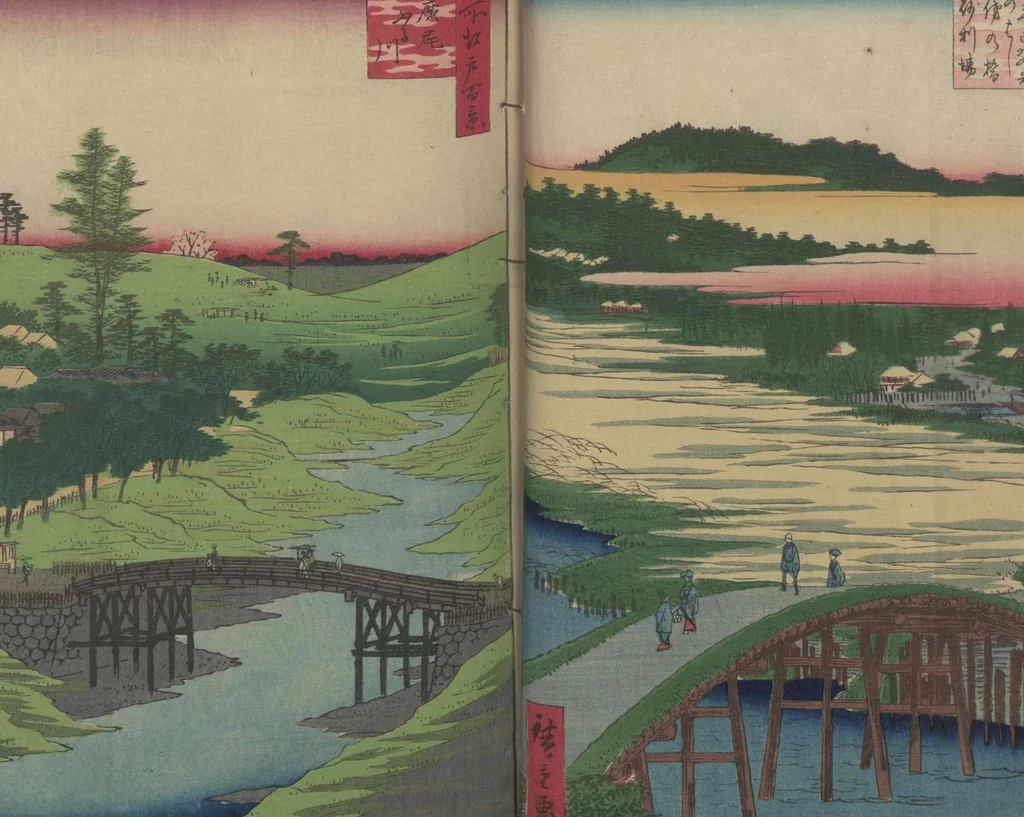An illustration from One Hundred Famous Views of Edo (Meisho Edo hyakkei 名所江戸百景), 1856, leaf 35