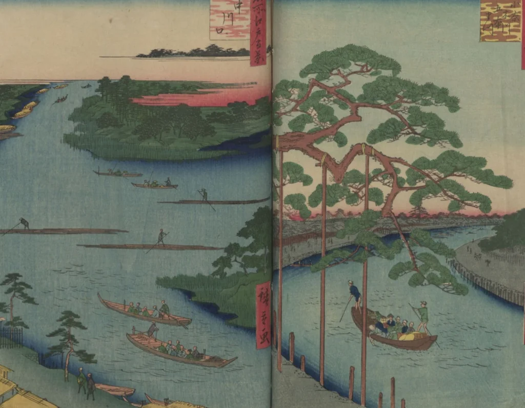 An illustration from One Hundred Famous Views of Edo (Meisho Edo hyakkei 名所江戸百景), 1856, leaf 40