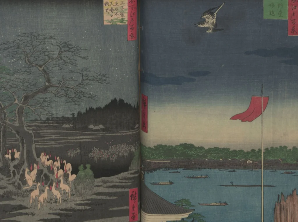 An illustration from One Hundred Famous Views of Edo (Meisho Edo hyakkei 名所江戸百景), 1856, leaf 51