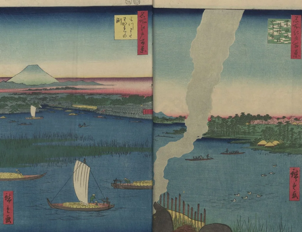 An illustration from One Hundred Famous Views of Edo (Meisho Edo hyakkei 名所江戸百景), 1856, leaf 6