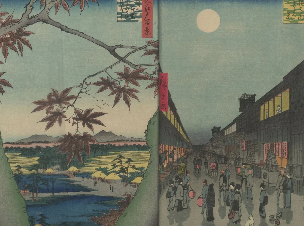 An illustration from One Hundred Famous Views of Edo (Meisho Edo hyakkei 名所江戸百景), 1856, leaf 7