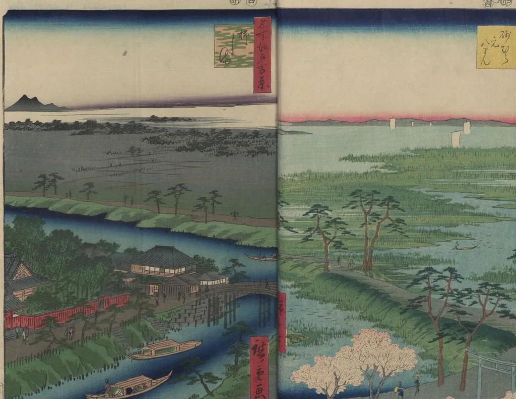 An illustration from One Hundred Famous Views of Edo (Meisho Edo hyakkei 名所江戸百景), 1856, leaf 8
