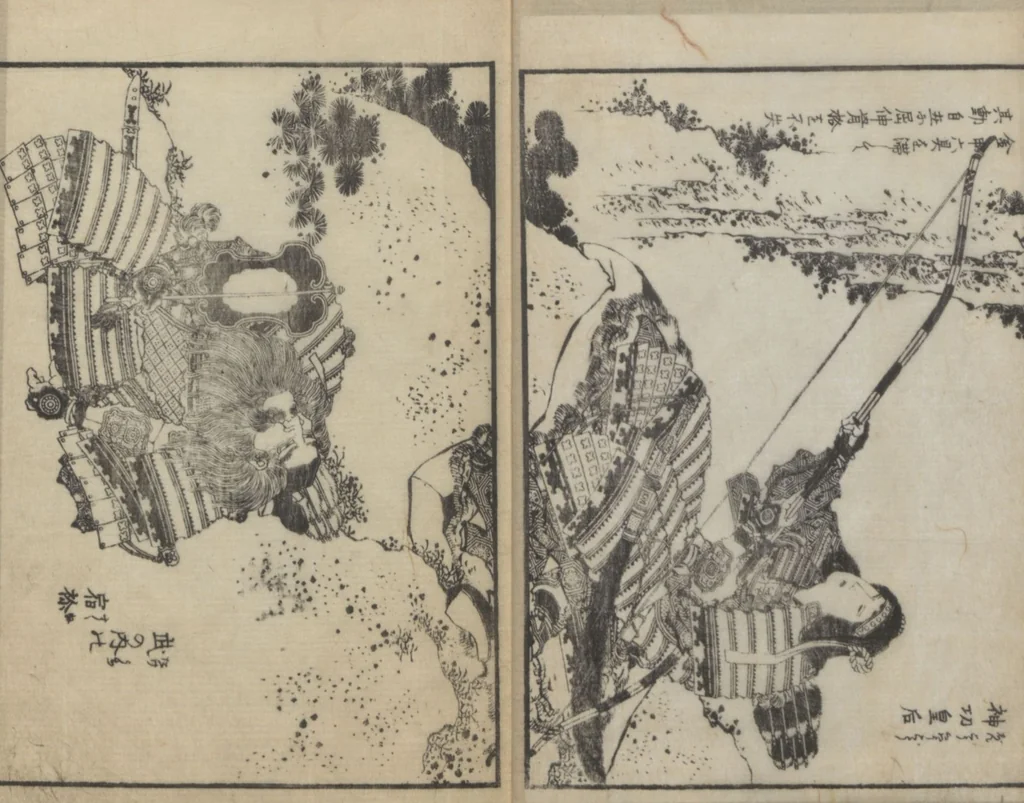 An illustration from A Picture Book of Japanese Warriors (Ehon Musashi Abumi 絵本武蔵鐙), 1836, leaf 4