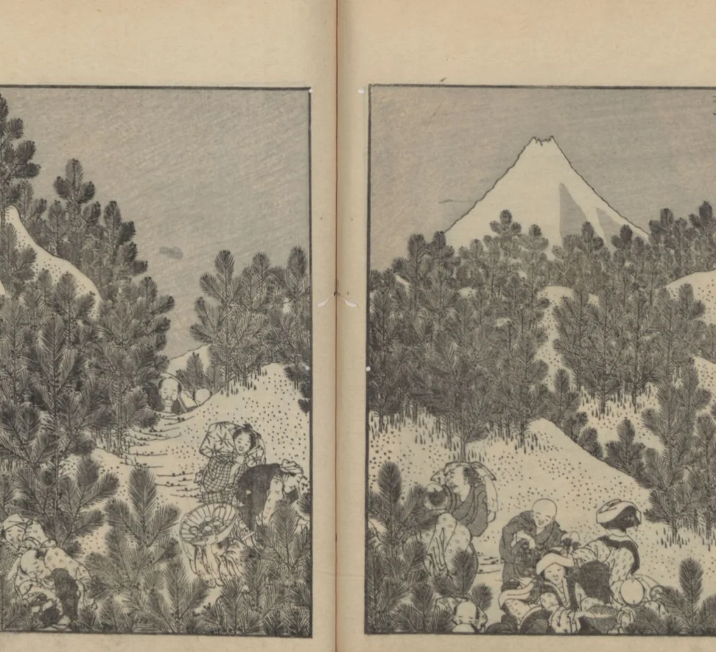 An illustration from One Hundred Views of Mount Fuji (Fugaku hyakkei, shohen 富嶽百景初編) : [volume 1], 1834, leaf 16