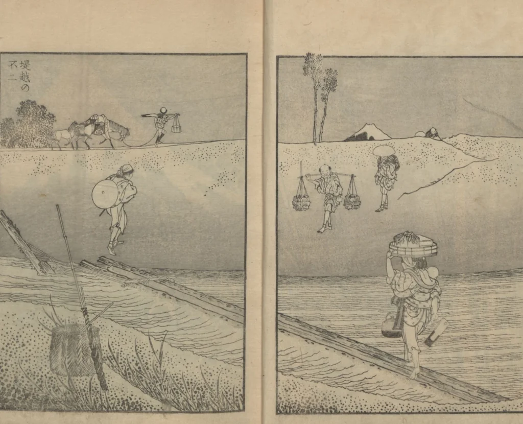 An illustration from One Hundred Views of Mount Fuji (Fugaku hyakkei, nihen 富嶽百景二編) : [volume 2], 1835, leaf 6