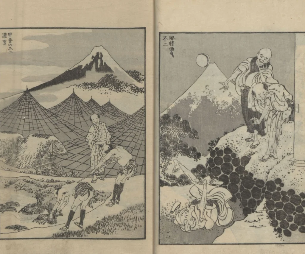 An illustration from One Hundred Views of Mount Fuji (Fugaku hyakkei, sanpen 富嶽百景三編) : [volume 3], 1849, leaf 14