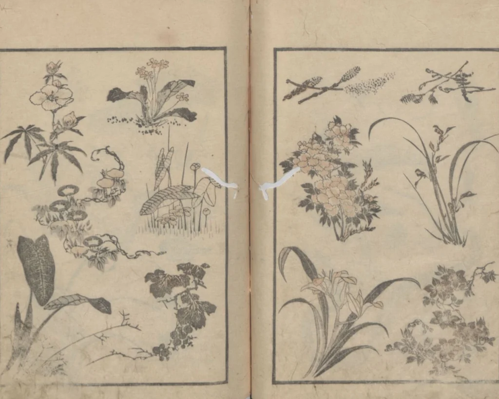 An illustration from Transmitting the Spirit, Revealing the Form of Things, Volume 1 (Denshin kaishu: Hokusai manga, shohen 傳神開手 北斎漫画初編), 1814, leaf 20