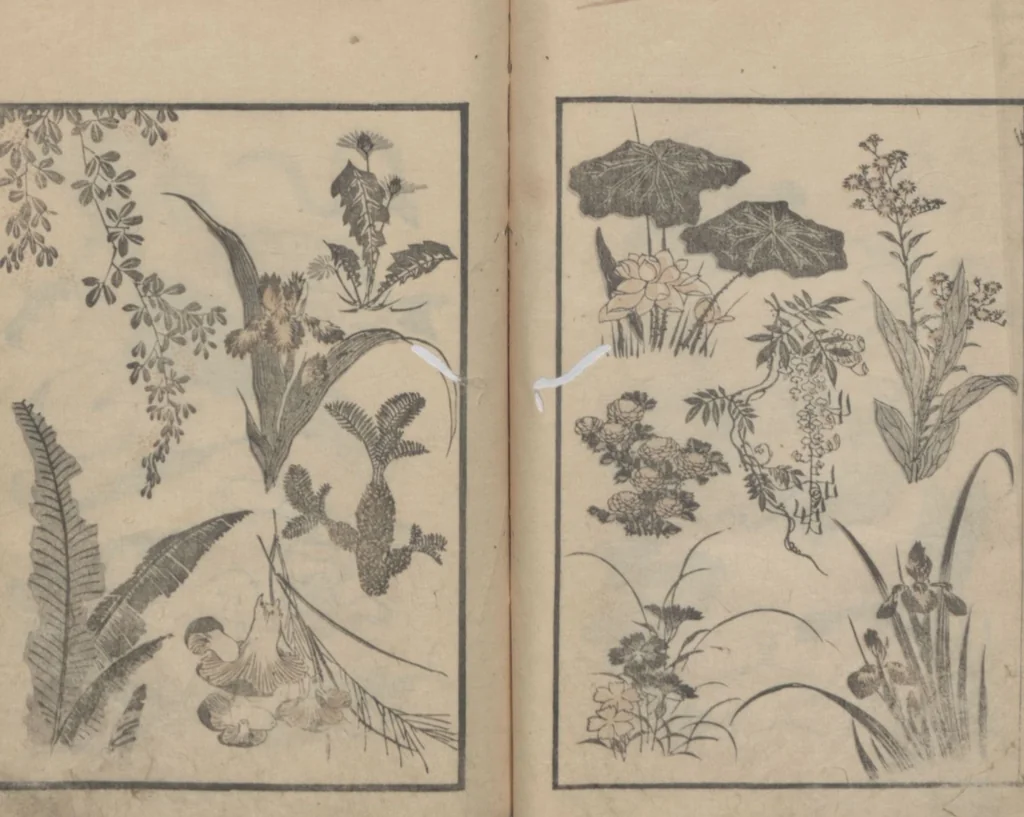 An illustration from Transmitting the Spirit, Revealing the Form of Things, Volume 1 (Denshin kaishu: Hokusai manga, shohen 傳神開手 北斎漫画初編), 1814, leaf 21