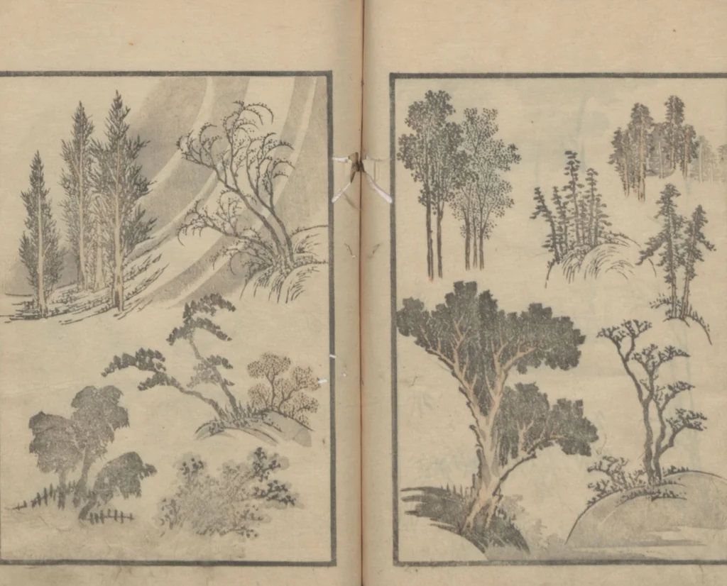 An illustration from Transmitting the Spirit, Revealing the Form of Things, Volume 1 (Denshin kaishu: Hokusai manga, shohen 傳神開手 北斎漫画初編), 1814, leaf 26