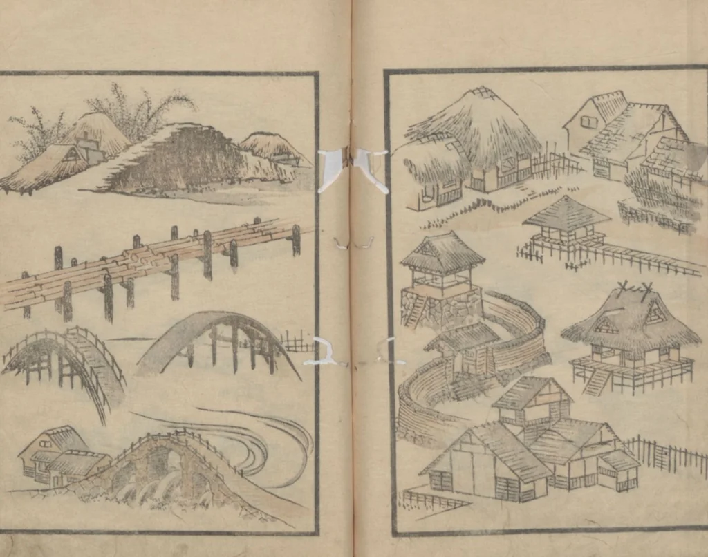 An illustration from Transmitting the Spirit, Revealing the Form of Things, Volume 1 (Denshin kaishu: Hokusai manga, shohen 傳神開手 北斎漫画初編), 1814, leaf 27
