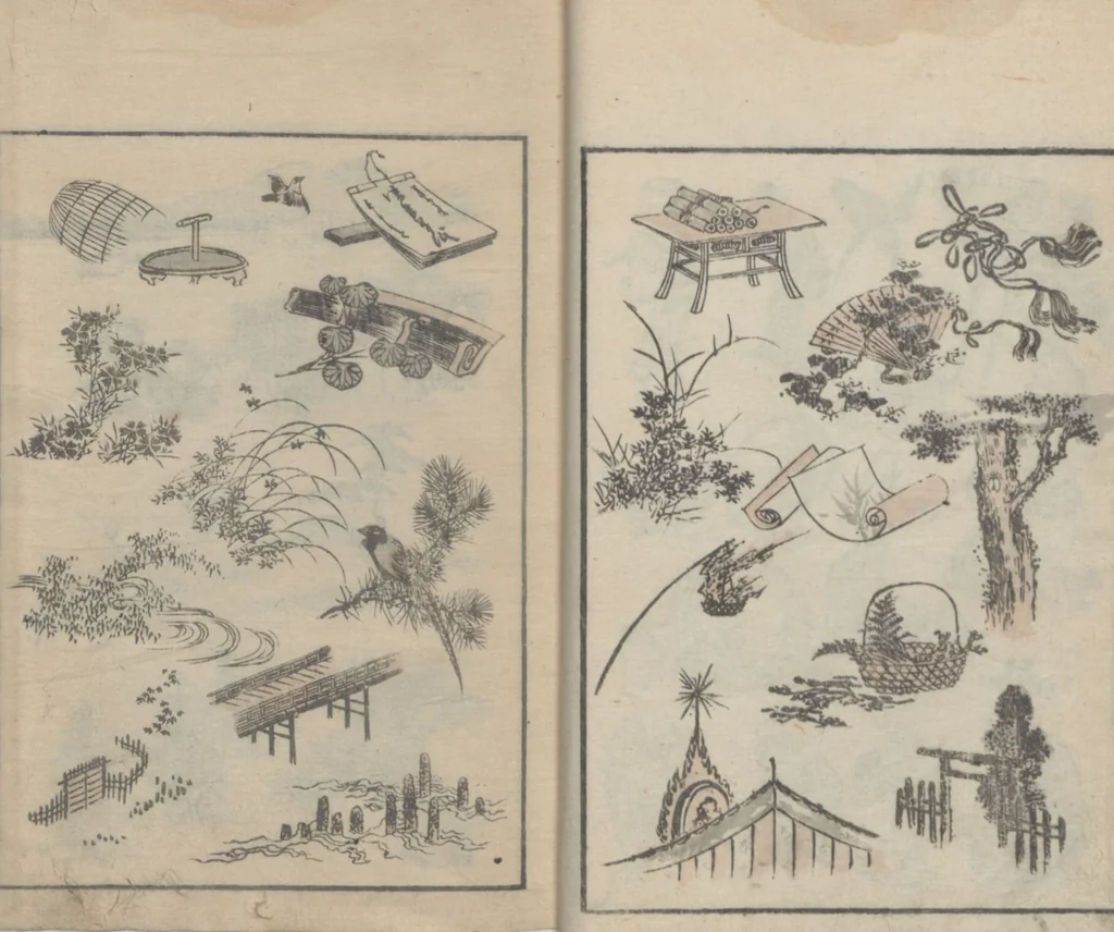 An illustration from Transmitting the Spirit, Revealing the Form of Things, Volume 3 (Denshin kaishu: Hokusai manga, sanpen 傳神開手 北斎漫画三編), 1815, leaf 19
