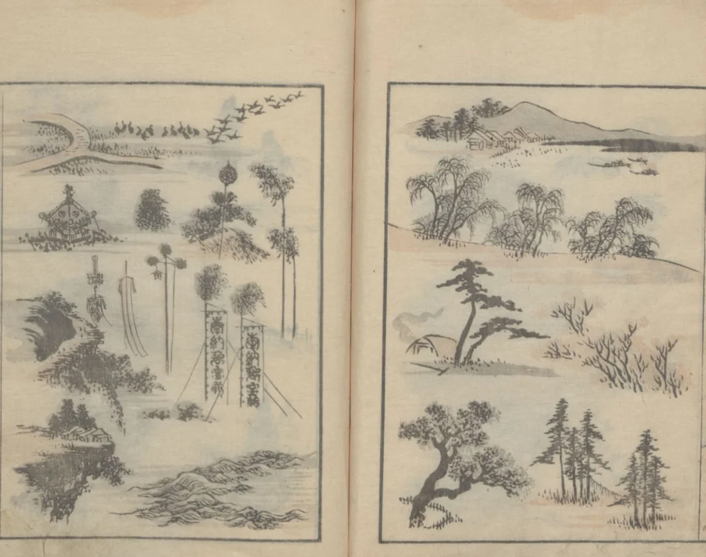 An illustration from Transmitting the Spirit, Revealing the Form of Things, Volume 3 (Denshin kaishu: Hokusai manga, sanpen 傳神開手 北斎漫画三編), 1815, leaf 20