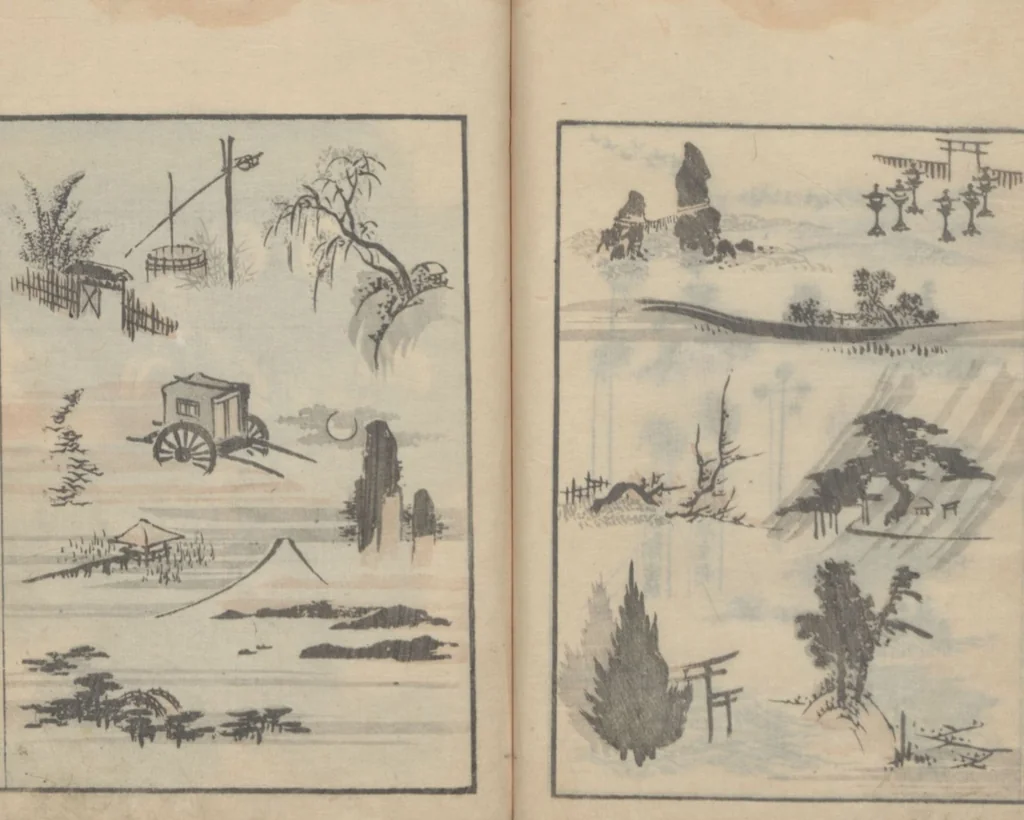 An illustration from Transmitting the Spirit, Revealing the Form of Things, Volume 3 (Denshin kaishu: Hokusai manga, sanpen 傳神開手 北斎漫画三編), 1815, leaf 21
