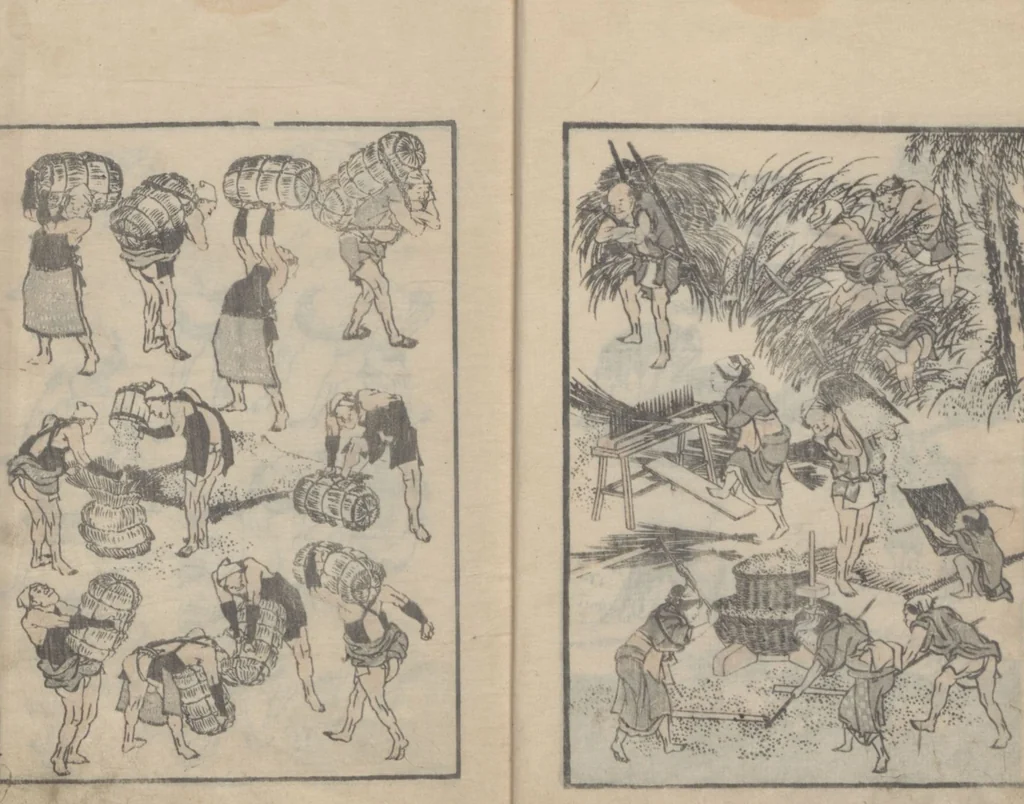 An illustration from Transmitting the Spirit, Revealing the Form of Things, Volume 3 (Denshin kaishu: Hokusai manga, sanpen 傳神開手 北斎漫画三編), 1815, leaf 7