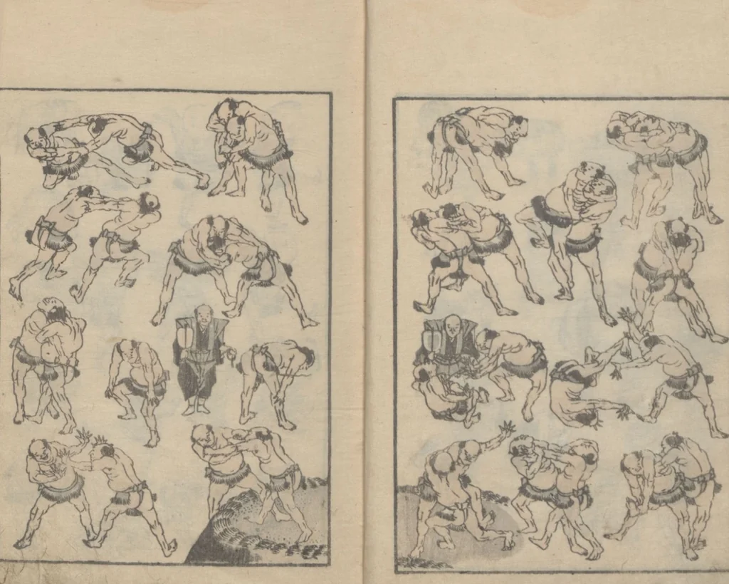 An illustration from Transmitting the Spirit, Revealing the Form of Things, Volume 3 (Denshin kaishu: Hokusai manga, sanpen 傳神開手 北斎漫画三編), 1815, leaf 8