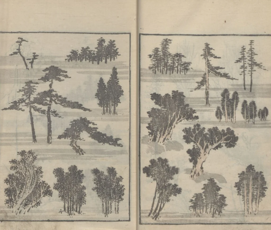 An illustration from Transmitting the Spirit, Revealing the Form of Things, Volume 4 (Denshin kaishu: Hokusai manga, yonhen 傳神開手 北斎漫画四編), 1816, leaf 14