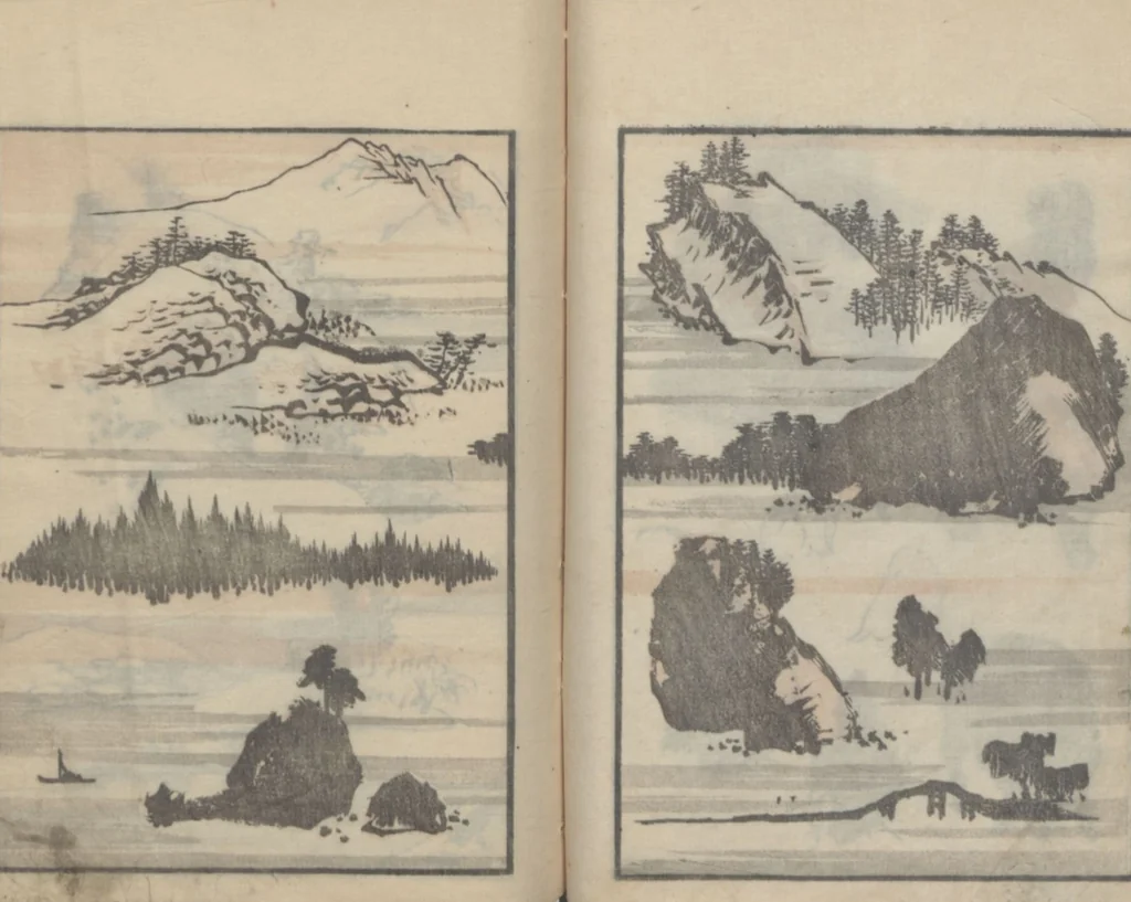 An illustration from Transmitting the Spirit, Revealing the Form of Things, Volume 4 (Denshin kaishu: Hokusai manga, yonhen 傳神開手 北斎漫画四編), 1816, leaf 19