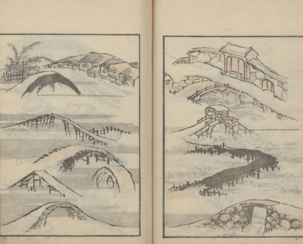 An illustration from Transmitting the Spirit, Revealing the Form of Things, Volume 4 (Denshin kaishu: Hokusai manga, yonhen 傳神開手 北斎漫画四編), 1816, leaf 21