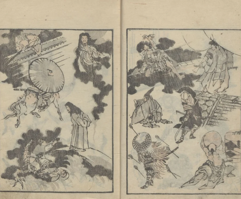 An illustration from Transmitting the Spirit, Revealing the Form of Things, Volume 4 (Denshin kaishu: Hokusai manga, yonhen 傳神開手 北斎漫画四編), 1816, leaf 7