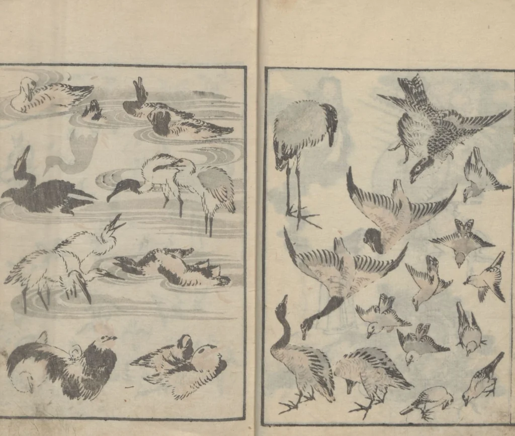 An illustration from Transmitting the Spirit, Revealing the Form of Things, Volume 4 (Denshin kaishu: Hokusai manga, yonhen 傳神開手 北斎漫画四編), 1816, leaf 8