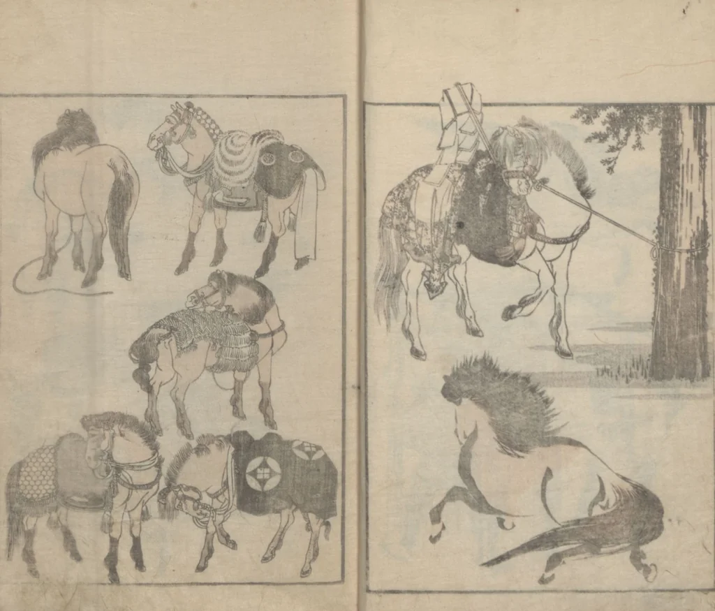 An illustration from Transmitting the Spirit, Revealing the Form of Things, Volume 6 (Denshin kaishu: Hokusai manga, rokuhen 傳神開手 北斎漫画六編), 1817, leaf 11