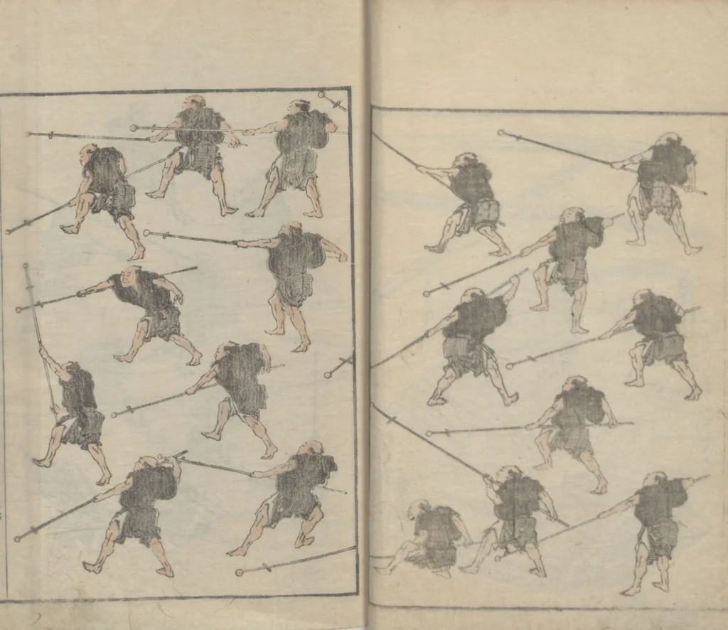 An illustration from Transmitting the Spirit, Revealing the Form of Things, Volume 6 (Denshin kaishu: Hokusai manga, rokuhen 傳神開手 北斎漫画六編), 1817, leaf 17