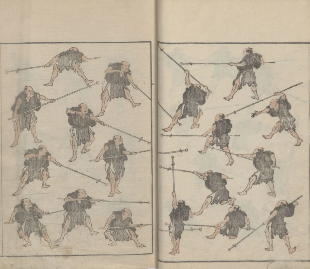 An illustration from Transmitting the Spirit, Revealing the Form of Things, Volume 6 (Denshin kaishu: Hokusai manga, rokuhen 傳神開手 北斎漫画六編), 1817, leaf 18