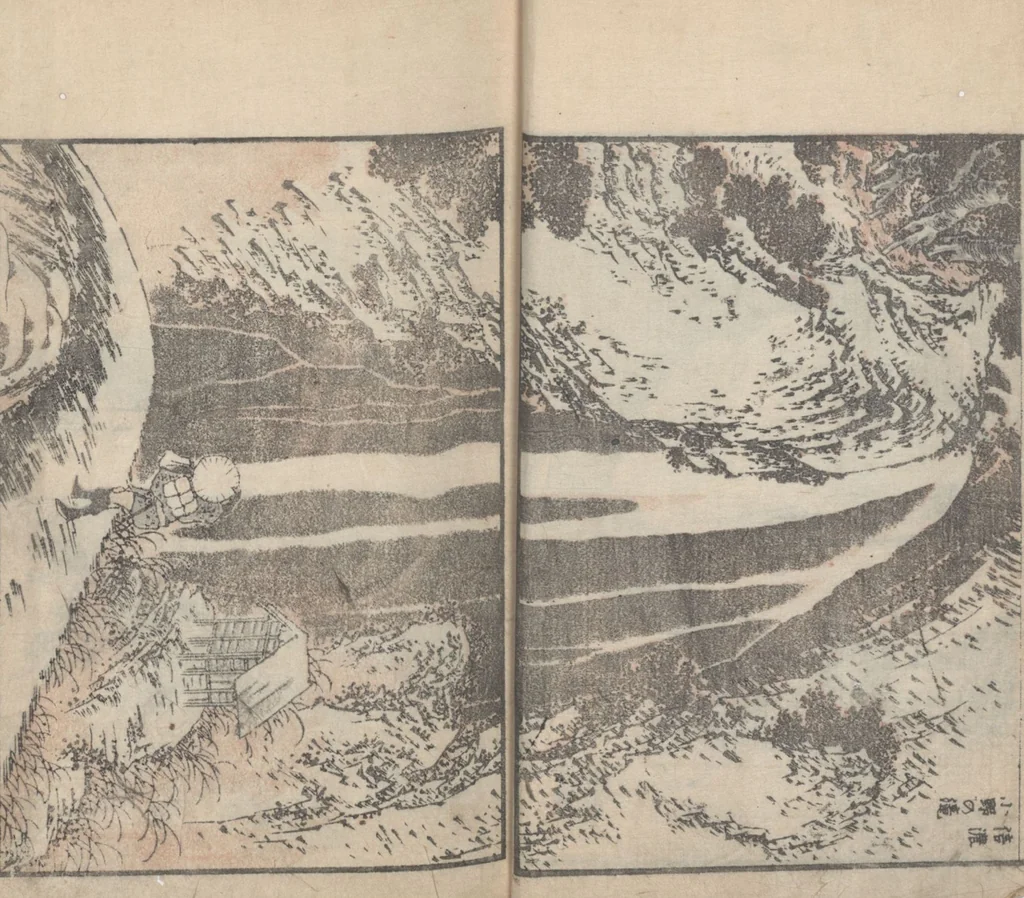 An illustration from Transmitting the Spirit, Revealing the Form of Things, Volume 7 (Denshin kaishu: Hokusai manga, nanahen 傳神開手 北斎漫画七編), 1817, leaf 13