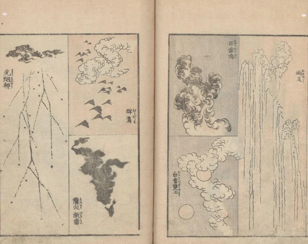 An illustration from Transmitting the Spirit, Revealing the Form of Things, Volume 9 (Denshin kaishu: Hokusai manga, kyūhen 傳神開手 北斎漫画九編), 1819, leaf 19