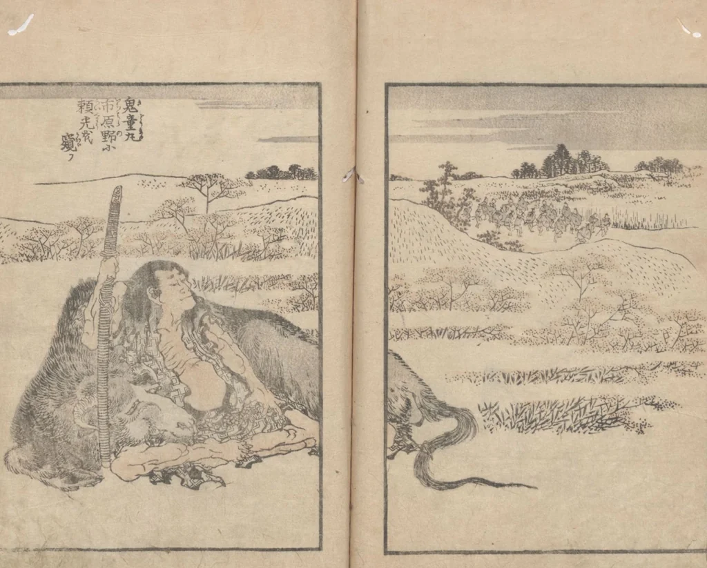 An illustration from Transmitting the Spirit, Revealing the Form of Things, Volume 9 (Denshin kaishu: Hokusai manga, kyūhen 傳神開手 北斎漫画九編), 1819, leaf 23