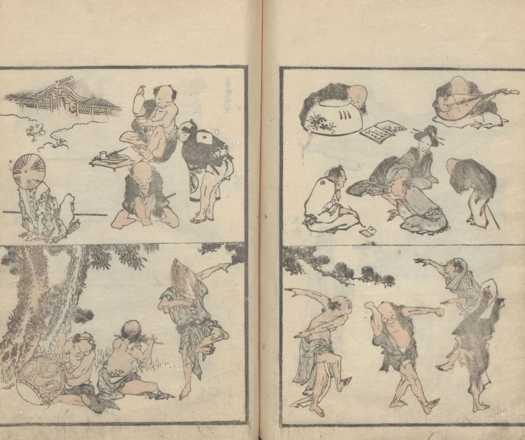 An illustration from Transmitting the Spirit, Revealing the Form of Things, Volume 10 (Denshin kaishu: Hokusai manga, jūhen 傳神開手 北斎漫画十編), 1819, leaf 26