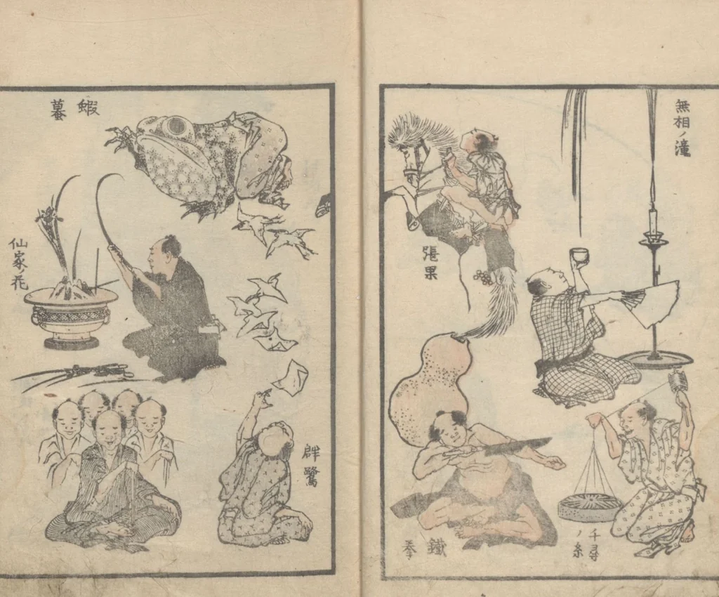 An illustration from Transmitting the Spirit, Revealing the Form of Things, Volume 10 (Denshin kaishu: Hokusai manga, jūhen 傳神開手 北斎漫画十編), 1819, leaf 9