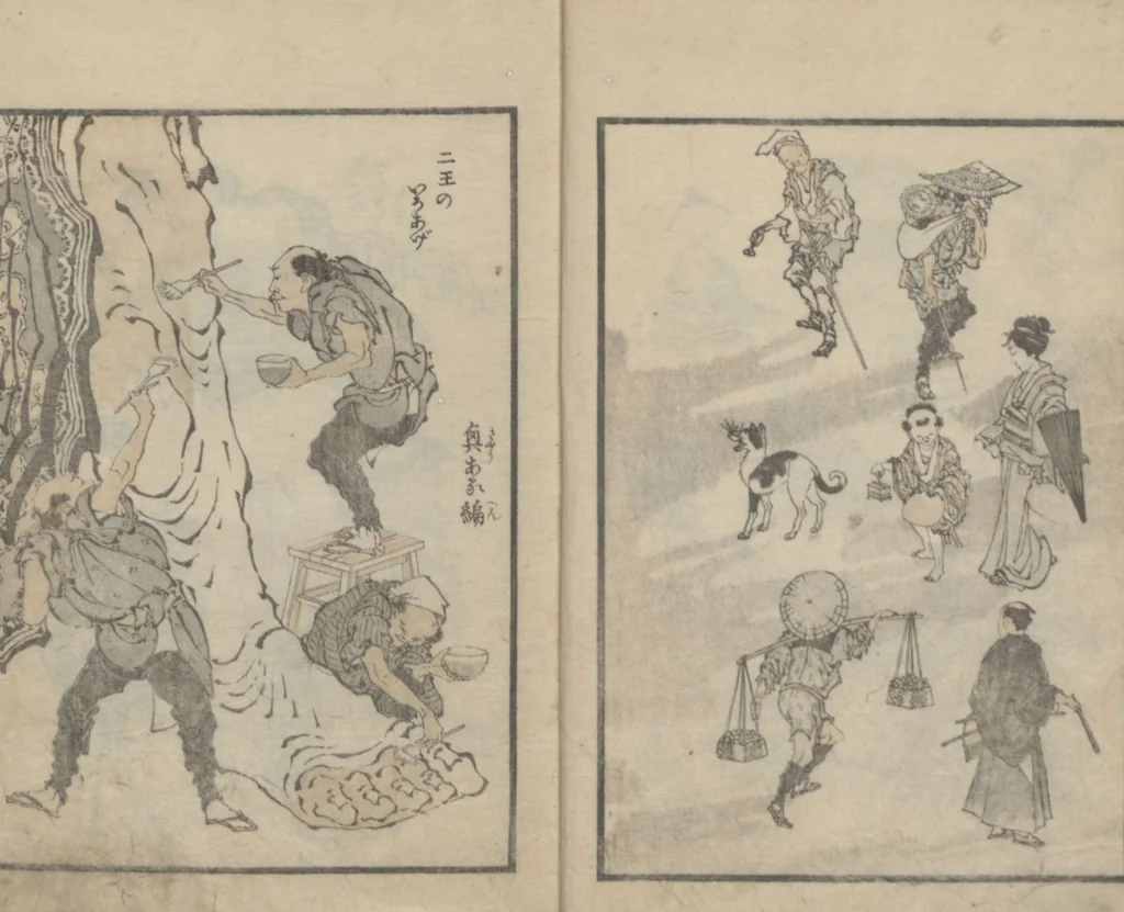 An illustration from Transmitting the Spirit, Revealing the Form of Things, Volume 11 (Denshin kaishu: Hokusai manga, jūichihen 傳神開手 北斎漫画十一編), leaf 7