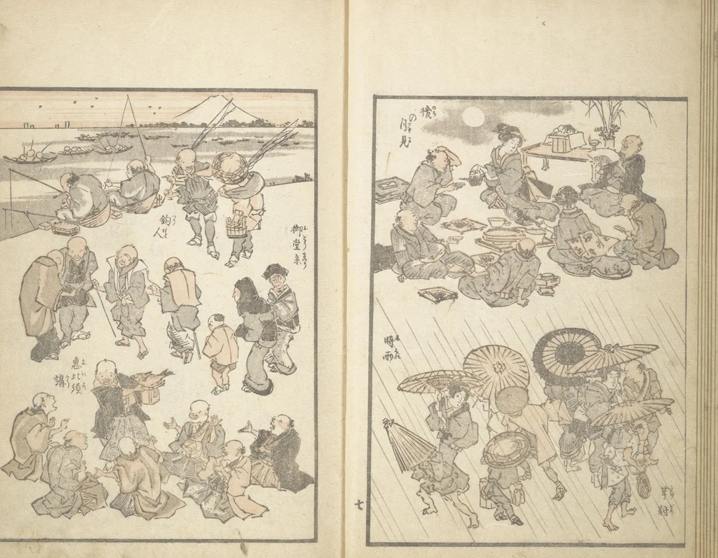 An illustration from Picture Album of the Floating World (Ukiyo efu 浮世画譜) : [volume 1], 1820, leaf 10