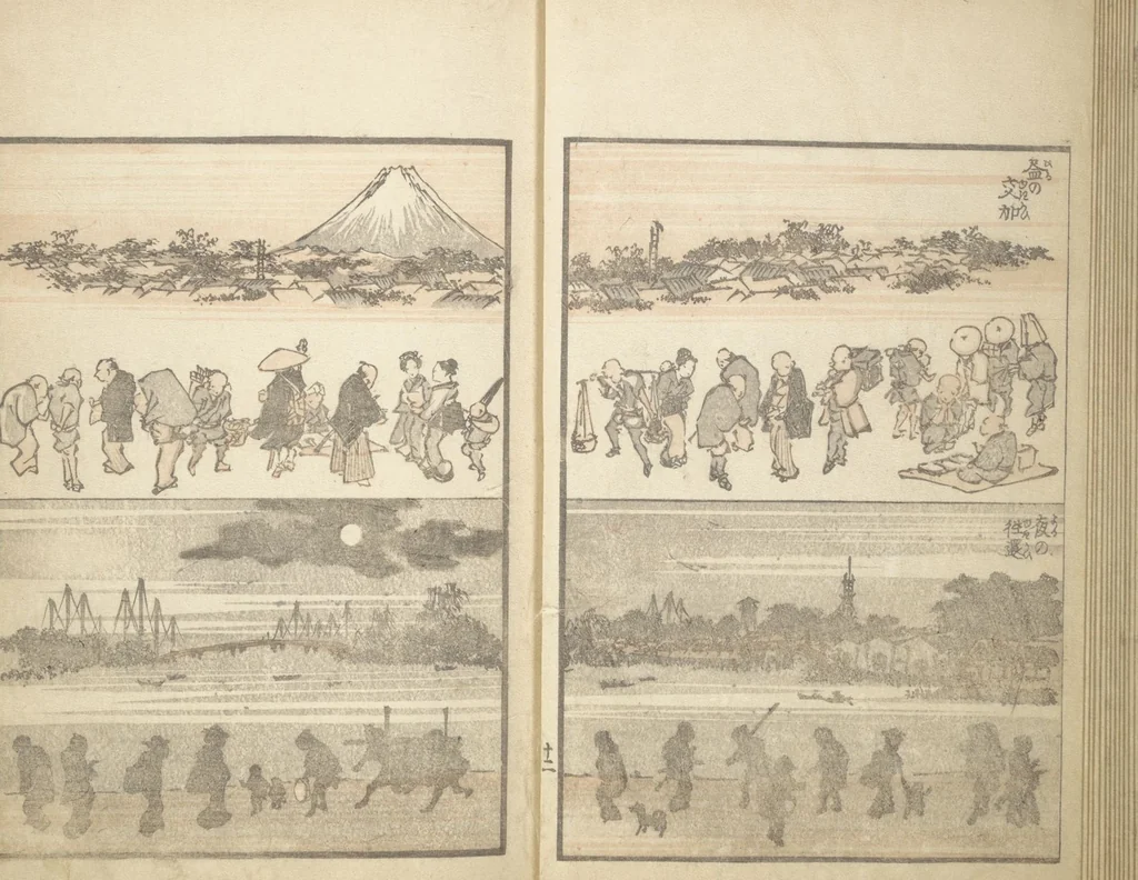 An illustration from Picture Album of the Floating World (Ukiyo efu 浮世画譜) : [volume 1], 1820, leaf 15