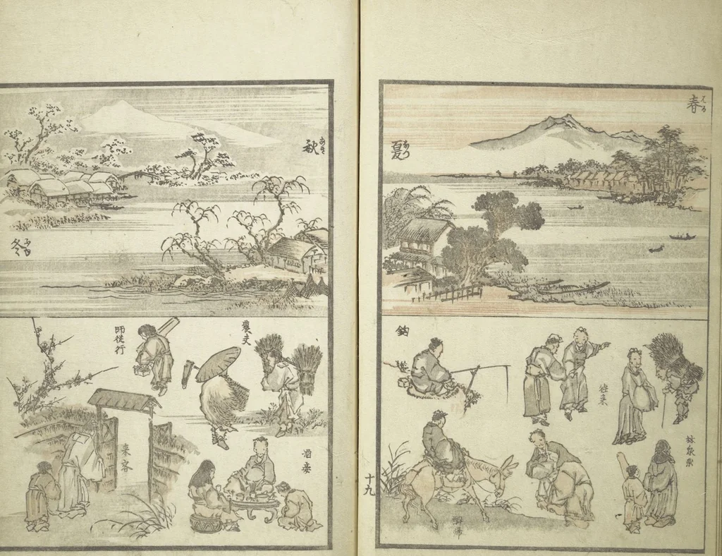 An illustration from Picture Album of the Floating World (Ukiyo efu 浮世画譜) : [volume 1], 1820, leaf 22