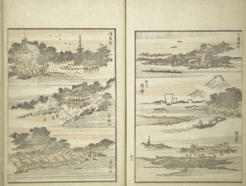 An illustration from Picture Album of the Floating World (Ukiyo efu 浮世画譜) : [volume 1], 1820, leaf 25