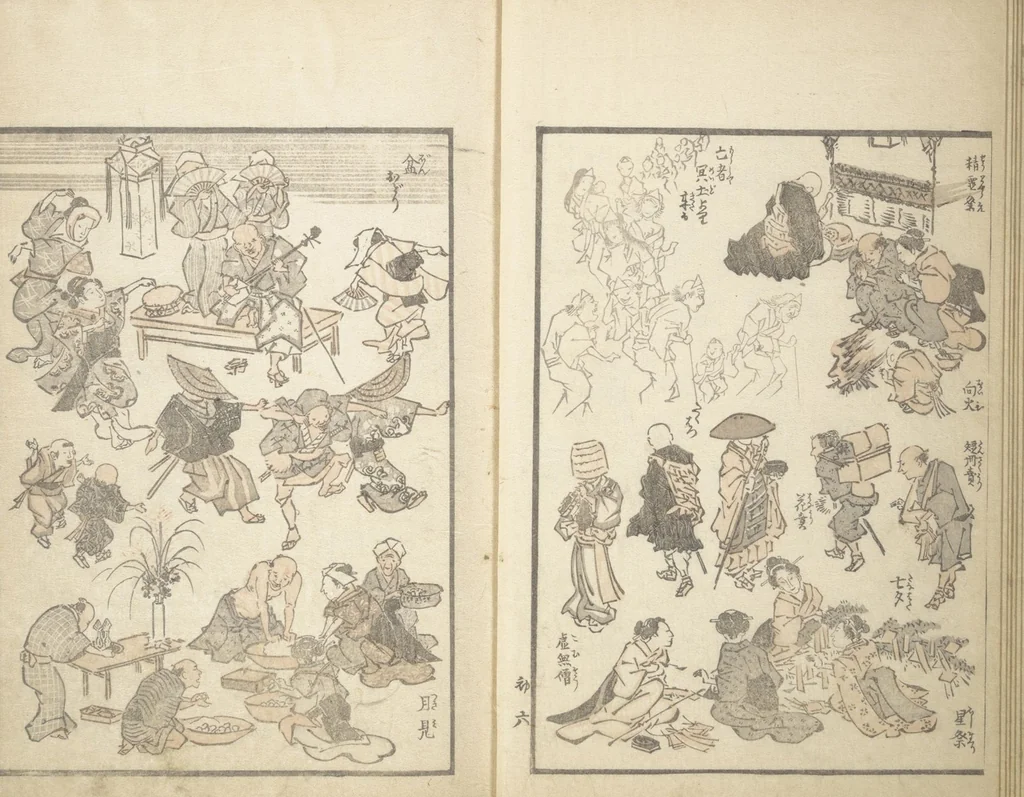 An illustration from Picture Album of the Floating World (Ukiyo efu 浮世画譜) : [volume 1], 1820, leaf 9